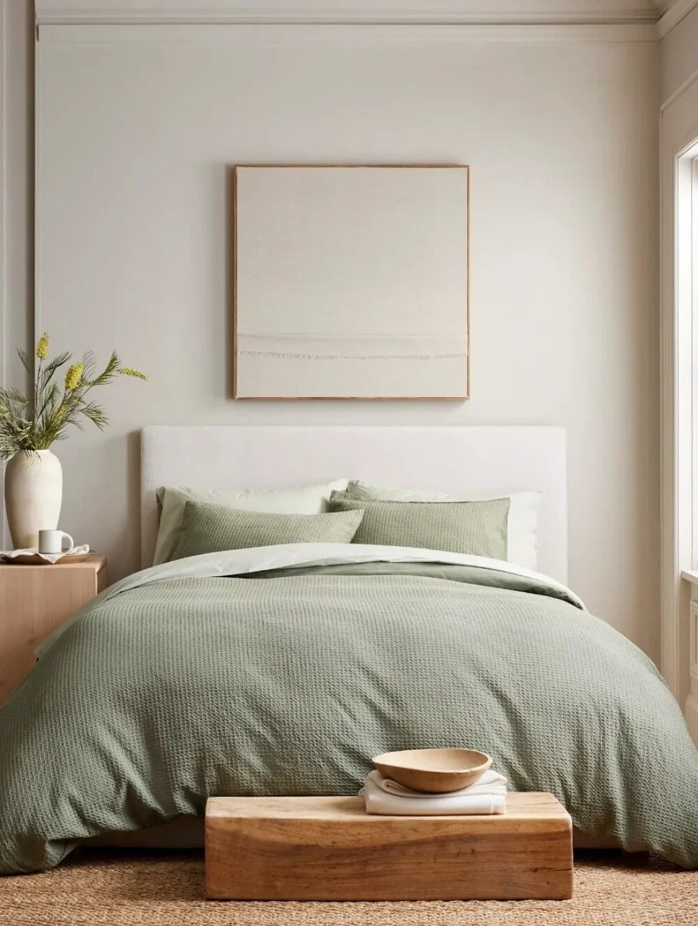 Quince King / Cal King Organic Luxe Honeycomb Duvet Cover Olive / Green